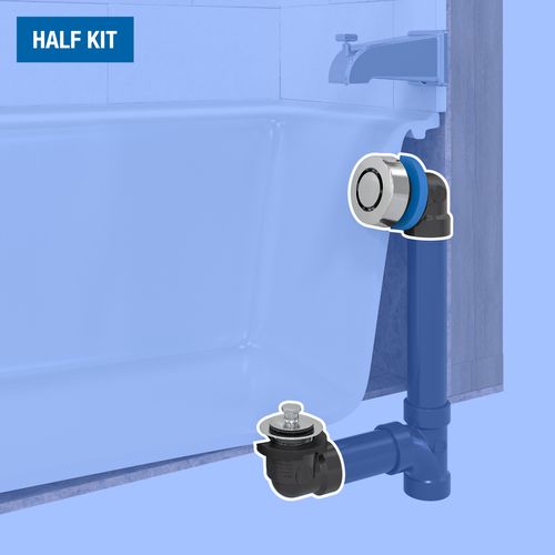 Main product image of True Blue ABS Bath Waste Half Kit w/ Push n' Pull Stopper & Test Kit (Chrome)