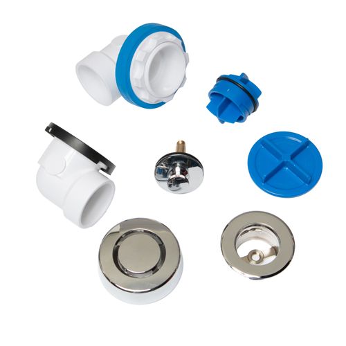 Main product image of True Blue PVC Bath Waste Half Kit w/ Push n' Pull Stopper & Test Kit (Chrome)