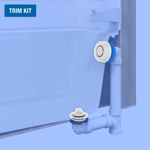 Main product image of True Blue Bath Waste Trim Kit w/ Push n' Pull Stopper (White)