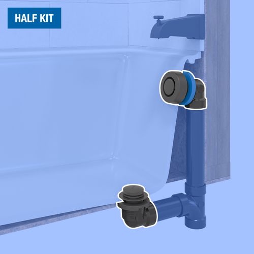Main product image of True Blue ABS Bath Waste Half Kit w/ Touch Toe Stopper, Test Kit & Finished Drain Spud (Matte Black)