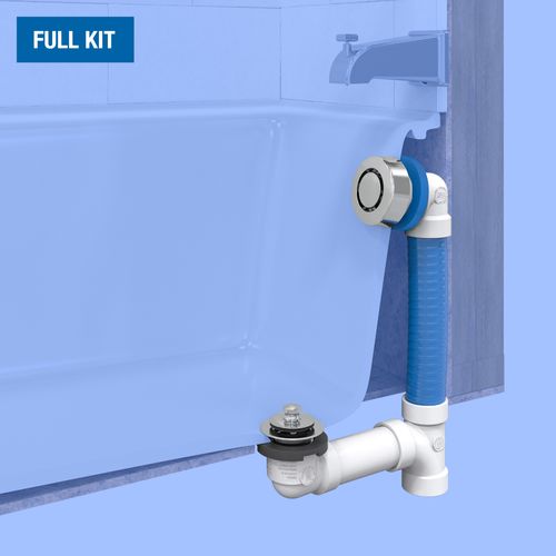 Main product image of True Blue 16" FLEX PVC Bath Waste Full Kit w/ Uni-Lift Stopper (Chrome)