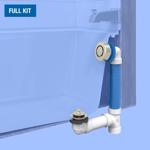 Main product image of True Blue 16" FLEX PVC Bath Waste Full Kit w/ Uni-Lift Stopper (Brushed Nickel)