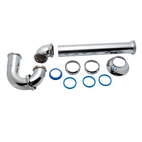 Main product image of 1-1/2" P-Trap, 20 Ga, Milwaukee Code w/ Deep Flange & Brass Nuts, 782DFBN-1