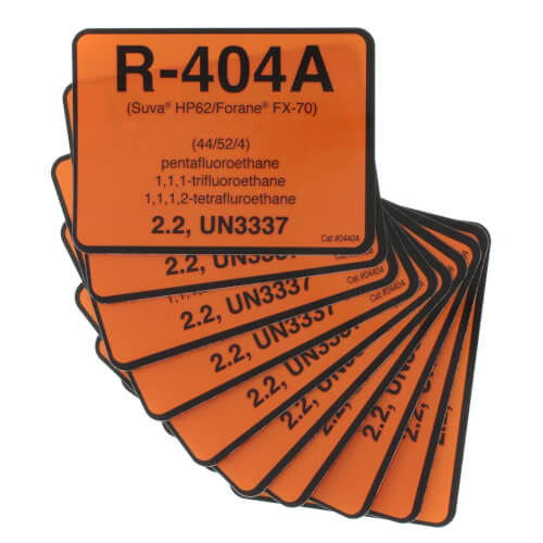 Refrigerant Labels R404A Suva HP62 R-404A 5 Forane FX-70 # 04404 Pack of 