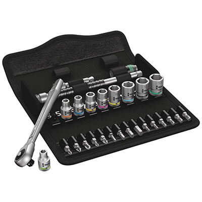 Main product image of 8100 SA 7 Zyklop Metal Ratchet Set w/ Push-Through Square, 1/4" Drive, Metric (28 pieces)
