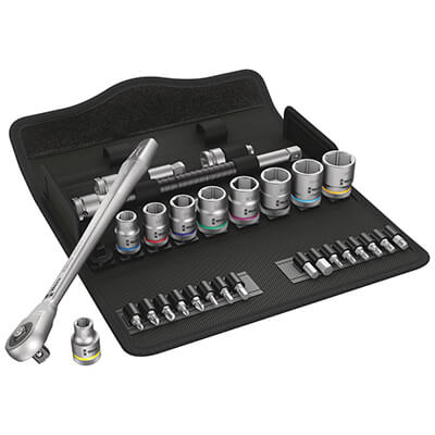 Main product image of 8100 SB 10 Zyklop Metal Ratchet Set w/ Push-Through Square, 3/8" Drive, Imperial (29 pieces)