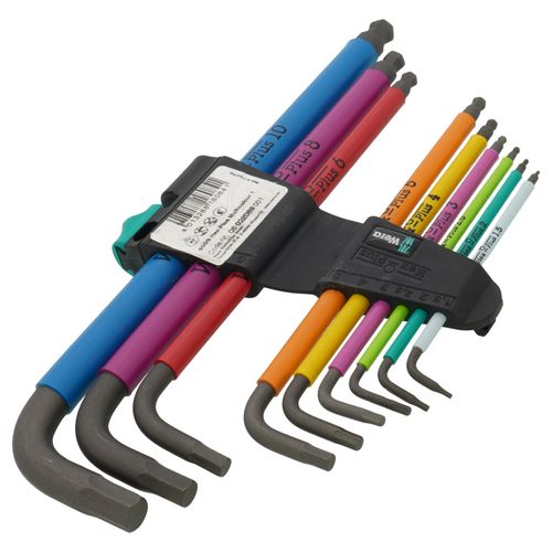 Main product image of 950/9 Hex-Plus 1 Metric 9-Piece L-Key Set w/ BlackLaser Surface Treatment (Multicolor)