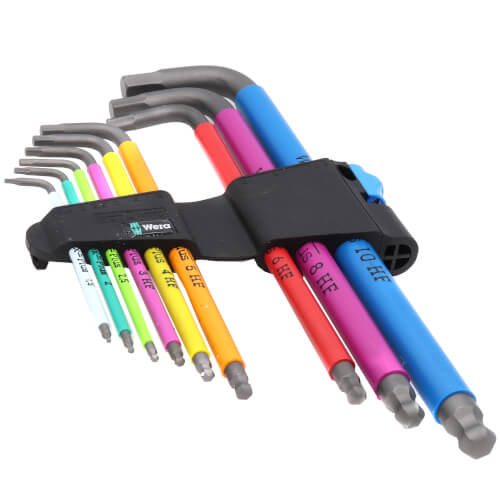 950/9 Hex-Plus HF 1 Metric 9-Piece L-Key Set w/ BlackLaser & Holding Function (Multicolor)