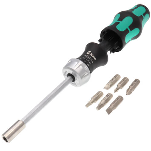 Main product image of Kraftform Kompakt Zyklop Magnetic Ratcheting Multi-Bit Screwdriver, 1/4" Hex Drive w/ 6 Bits