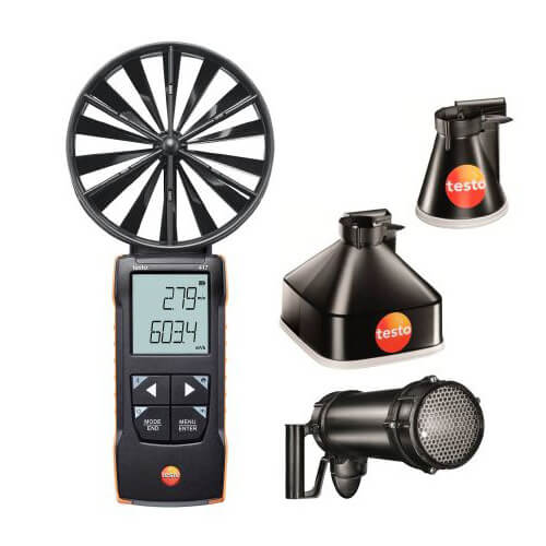 417 Kit 2 - Digital 100mm Vane Anemometer w/ Measurement Funnels & Flow Straightener