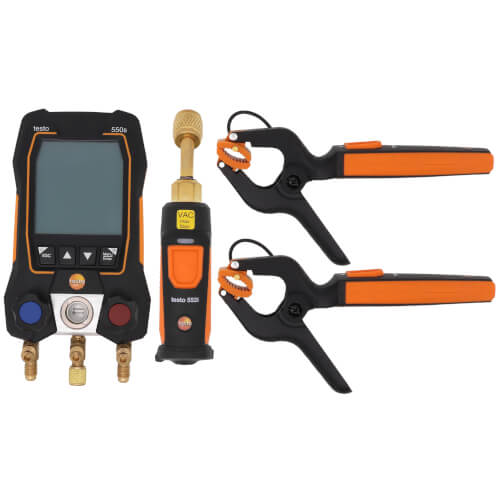 550S Kit, 2-Valve Smart Digital Manifold w/ 2 Wireless Pipe Clamp Temp. Probes, Wireless Vacuum Probe & 3 Hoses