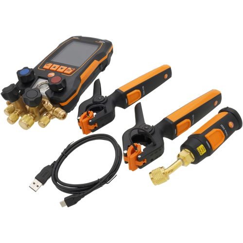 Main product image of 558s, Digital Manifold w/ 4-Way Valve Block, Intuitive Touchscreen, Wireless Temperature & Vacuum Probes, and 4-Hose Charging Set