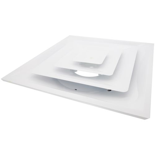 Main product image of 4-Way Steel 3 Cone Fixed Pattern T-Bar Diffuser w/ 8" Fixed Collar & R6 Insulated Back (FPDR6 Series)