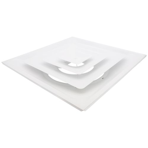 Main product image of 4-Way Steel 3 Cone Fixed Pattern T-Bar Diffuser w/ 14" Fixed Collar & R6 Insulated Back (FPDR6 Series)