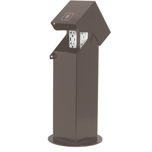 Main product image of 2-Gang 18" Stainless Power Pedestal Kit, Surface Mount Hinged Top, Bronze and W5833-W