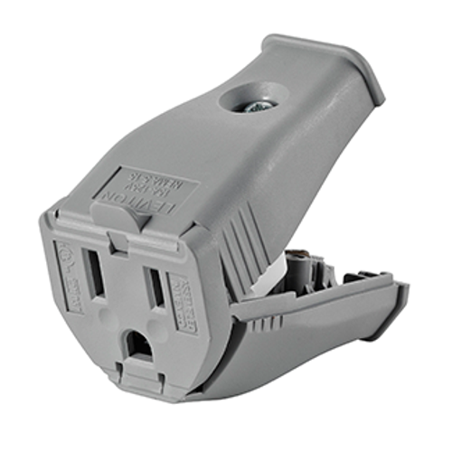Main product image of NEMA 5-15p 2-pole, 3-wire Grounding Connector, Clamptite Hinged Design, Thermoplastic (Gray)