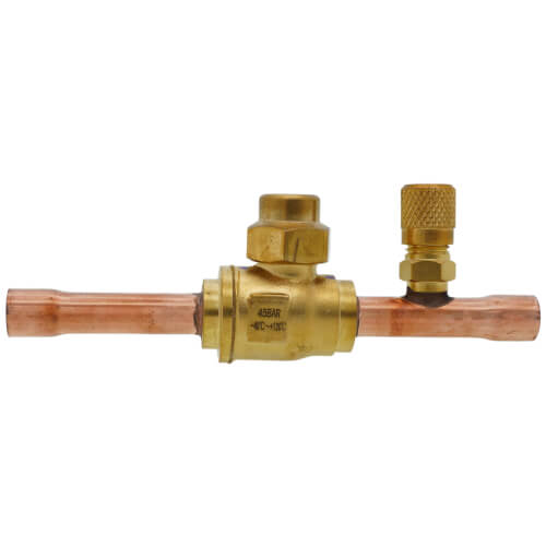 Main product image of 3/8" ODF BVSS Series Refrigeration Ball Valve w/ Access Valve, Brass Locking Seal Cap (R-410A)