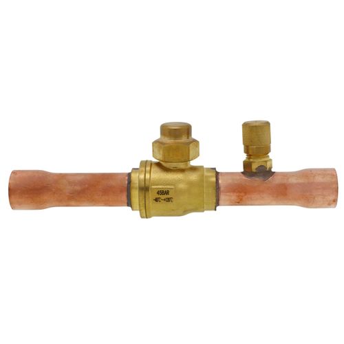 Main product image of 5/8" ODF BVSS Series Refrigeration Ball Valve w/ Access Valve, Brass Locking Seal Cap (R-410A)