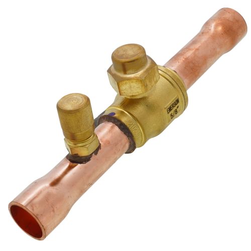 Main product image of 5/8" ODF BVSS Series Refrigeration Ball Valve w/ Access Valve, Brass Locking Seal Cap (R-410A)