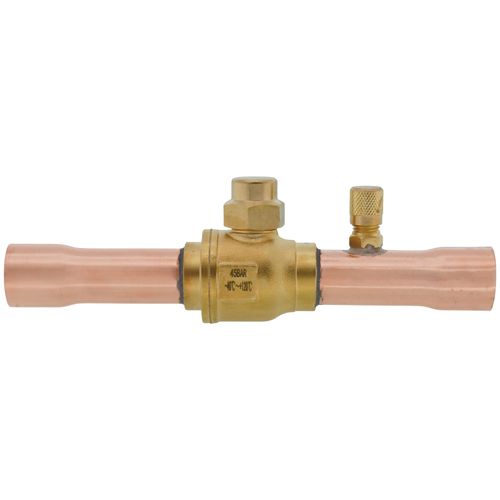 Main product image of 7/8" ODF BVSS Series Refrigeration Ball Valve w/ Access Valve, Brass Locking Seal Cap (R-410A)