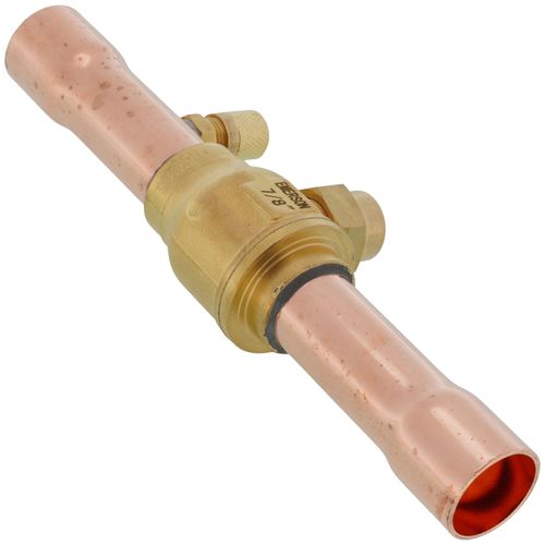 Main product image of 7/8" ODF BVSS Series Refrigeration Ball Valve w/ Access Valve, Brass Locking Seal Cap (R-410A)