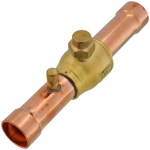 Main product image of 1-3/8" ODF BVSS Series Refrigeration Ball Valve w/ Access Valve, Brass Locking Seal Cap (R-410A)