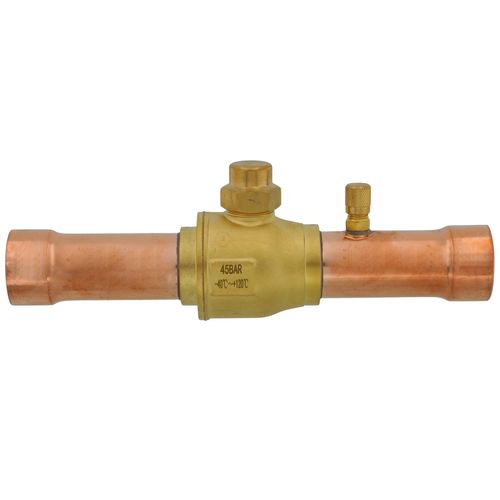 Main product image of 1-3/8" ODF BVSS Series Refrigeration Ball Valve w/ Access Valve, Brass Locking Seal Cap (R-410A)