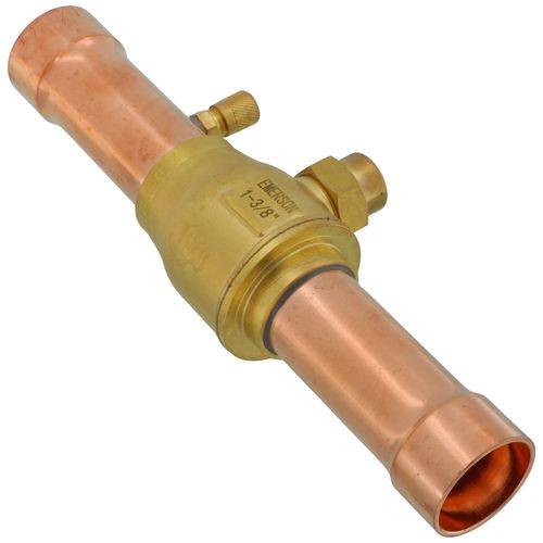 Main product image of 1-3/8" ODF BVSS Series Refrigeration Ball Valve w/ Access Valve, Brass Locking Seal Cap (R-410A)