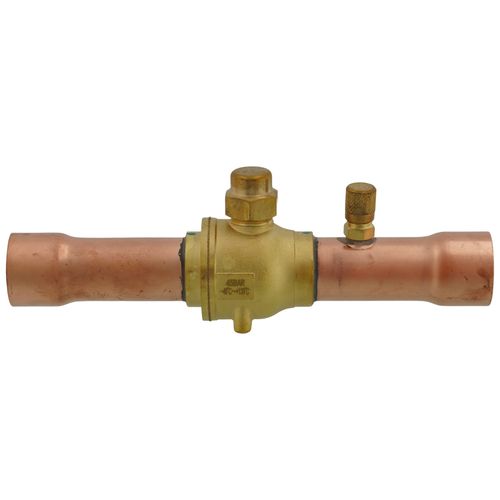Main product image of 1-1/8" ODF BVSS-118T Refrigeration Ball Valve w/ Access Valve, Brass Locking Seal Cap, Thread Holes