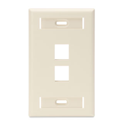Main product image of Single-Gang Quickport, Wallplate w/ ID Windows, 2-port (Light Almond)