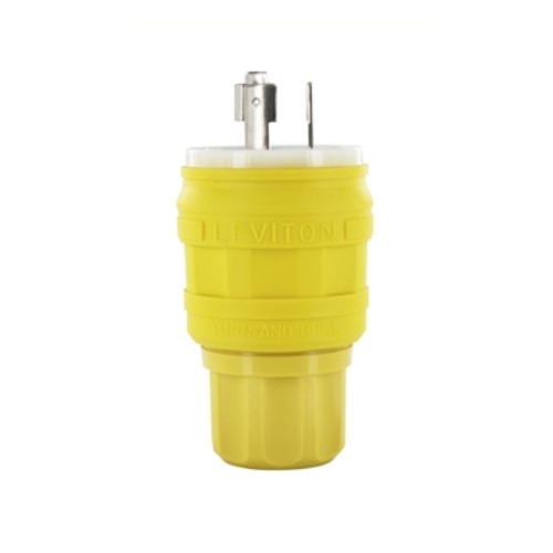 Main product image of 30A, 277V NEMA L7-30P, 2P, 3W, Locking Plug, Grounding, Wetguard (Yellow)