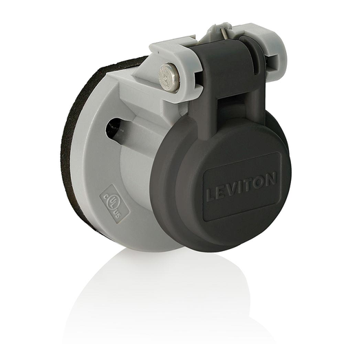 Main product image of Cam-Type Male/Female Panel Mount Receptacle Enclosure w/ Automatic Closing LidSS Spring (Black)