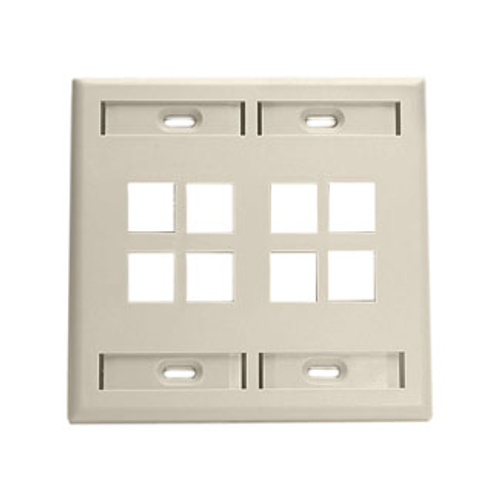 Main product image of Dual-Gang Quickport, Wallplate w/ ID Windows, 8-port (Ivory)