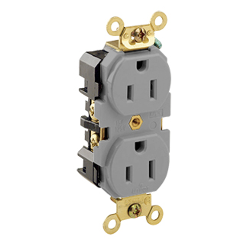 Main product image of 15A Duplex Receptacle/outlet, Self-grounding (Gray)