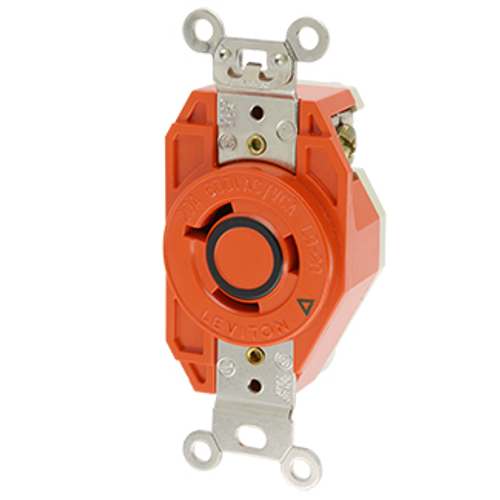 Main product image of 20A, 600V NEMA L9-20R, 2P, 3W, Flush Mtg Locking Receptacle, Isolated Ground, V-0-MAX (Orange)