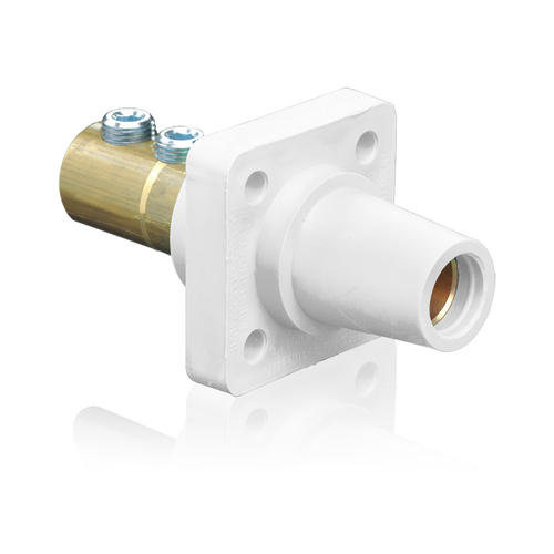 Main product image of 16 Series Female Panel Receptacle, Cam-Type, 90-Degree, Double Set Screw, Taper Nose, 400A Max, 2/0-4/0 AWG (White)