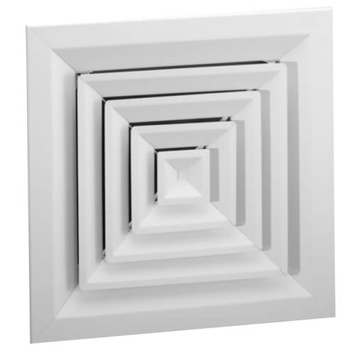 Main product image of 6" x 6" (Wall Opening Size) 4-Way White Ceiling Diffuser w/ Damper (ARED4 Series)