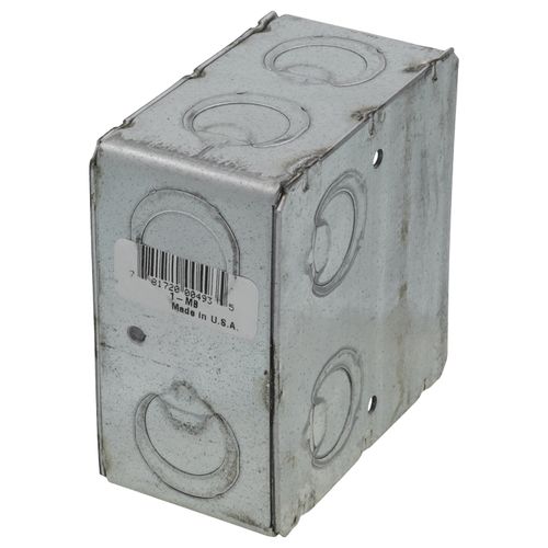 Main product image of 3-3/4" L x 1-7/8" W x 3-1/2" D 1-Gang Masonry Steel Box w/ 1/2" & 3/4" Concentric Knockouts