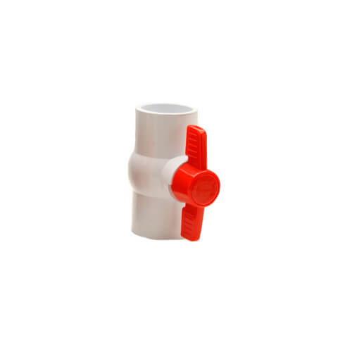 Main product image of 3/4" White PVC Ball Valve w/ T-Handle (Threaded)