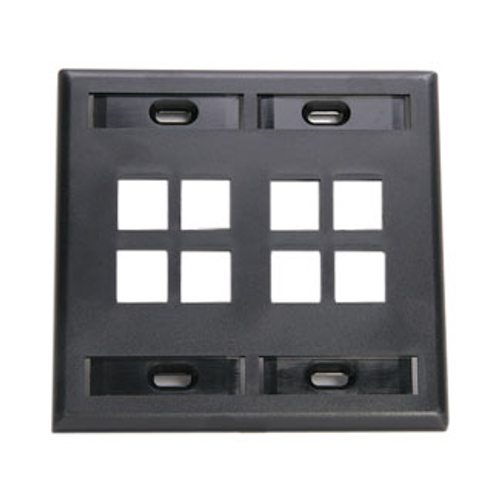 Main product image of Dual-Gang Quickport, Wallplate w/ ID Windows, 8-port (Black)