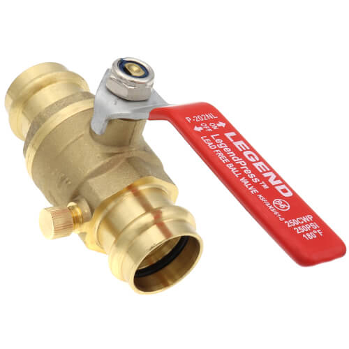 Main product image of P-202NL 1" Press Forged Brass Full Port Ball Valve w/ Drain (Lead Free)