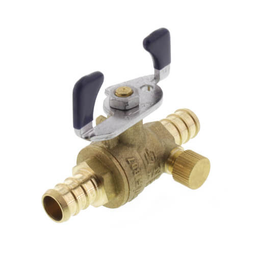 Main product image of T-2007NL 1/2" PEX DZR Brass Full Port Ball Valve w/ Drain & Tee Handle