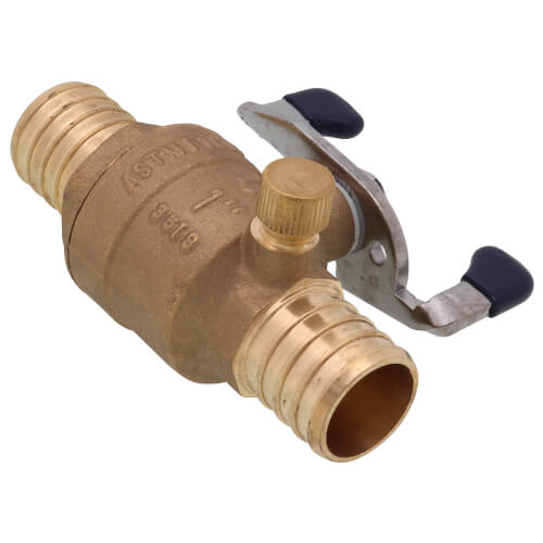 Main product image of T-2007NL 1" PEX DZR Brass Full Port Ball Valve w/ Drain & Tee Handle