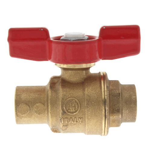 Main product image of 1/2" S-1001T Forged Brass Full Port Ball Valve, T-Handle (Sweat x Sweat)
