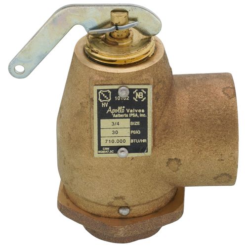 Main product image of 3/4" FNPT x 1" FNPT RVW10 710,000 BTU Hot Water Relief Valve, 30 PSIG (Brass Finish)