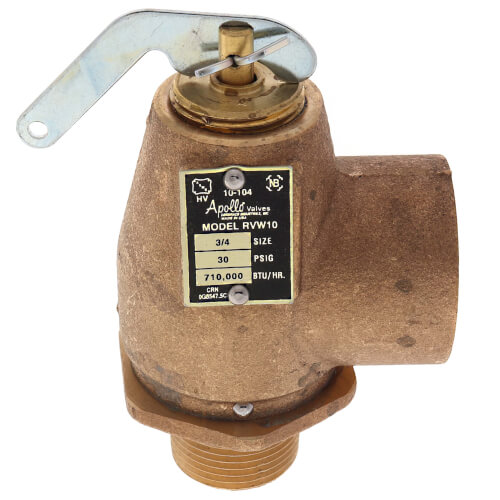 1010405 Apollo Valves 1010405 3/4" MNPT x 1" FNPT RVW10 710,000 BTU Hot Water Relief Valve