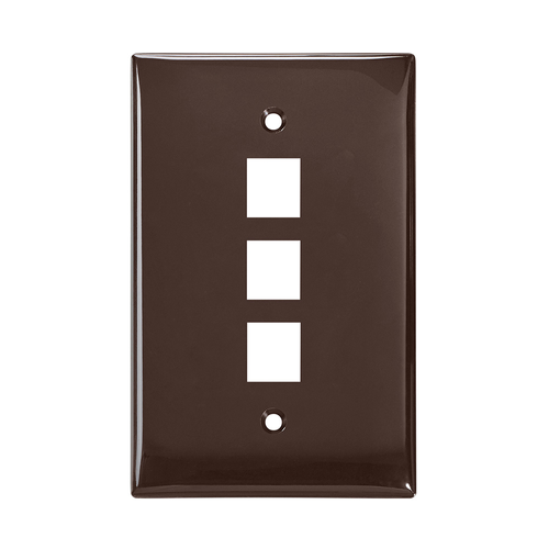 Main product image of Midsize Single-Gang Quickport, Wallplate, 3-port (Brown)