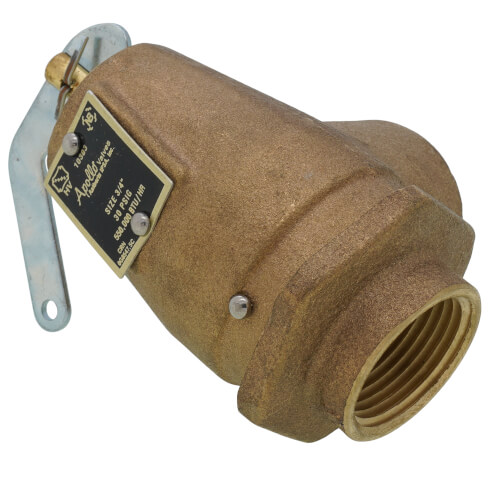 Main product image of 3/4" MNPT x 3/4" FNPT RVW30 550,000 BTU Hot Water Relief Valve, 30 PSIG (Brass Finish)