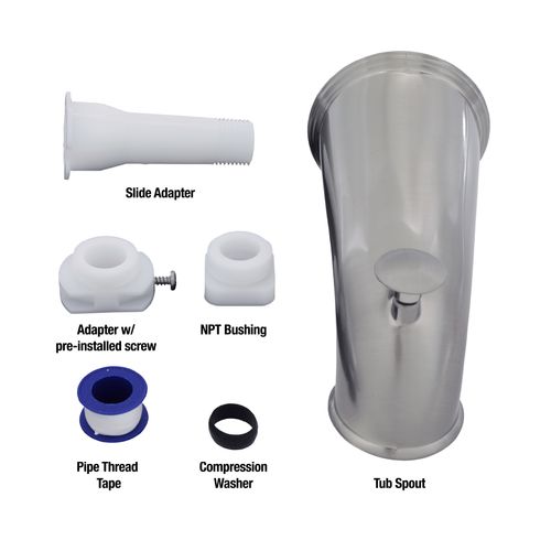 Main product image of 6" Decorative Tub Spout with Pull Up Diverter (Brushed Nickel)