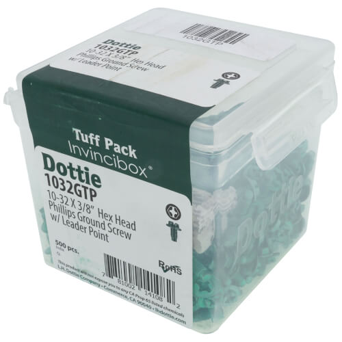 Main product image of #10-32 x 3/8" Hex Head Multi-Drive Screw w/Leader Point Tuff Pack (Pack of 500)